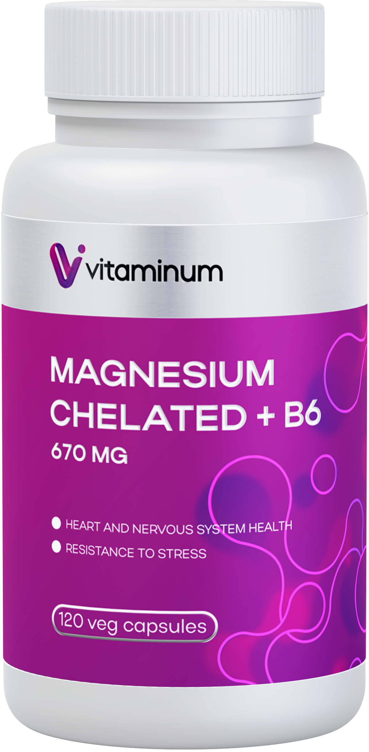  Vitaminum МАГНИЙ ХЕЛАТ + витамин В6 (670 MG) 120 капсул 800 мг  в Чебоксарах